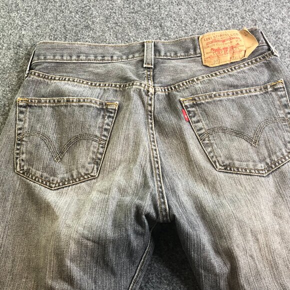 Levis 501 Jeans Mens 32x30 Black Gray Straight Leg Button Fly Faded Y2K - Picture 11 of 13